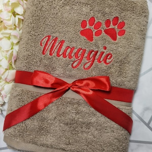 Personalised Super Soft Cotton Dog Towel, Paw design, Pet Towel, Embroidered , Dog Gift, Custom Pet Towel, Dog Grooming Towel,New Puppy Gift