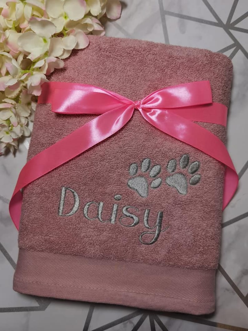 Personalised Dog Bath Towel With Paws Pet Towel Embroidered Etsy UK