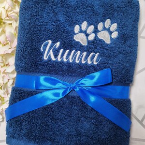 Personalised Super Soft Cotton Dog Towel, Blue Towels, Embroidered  Paw design, Pet Towel, Dog Gift, Custom Pet Towel, New Puppy Gift