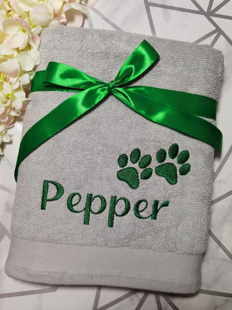 Personalised Dog Bath Towel With Paws Pet Towel Embroidered Etsy