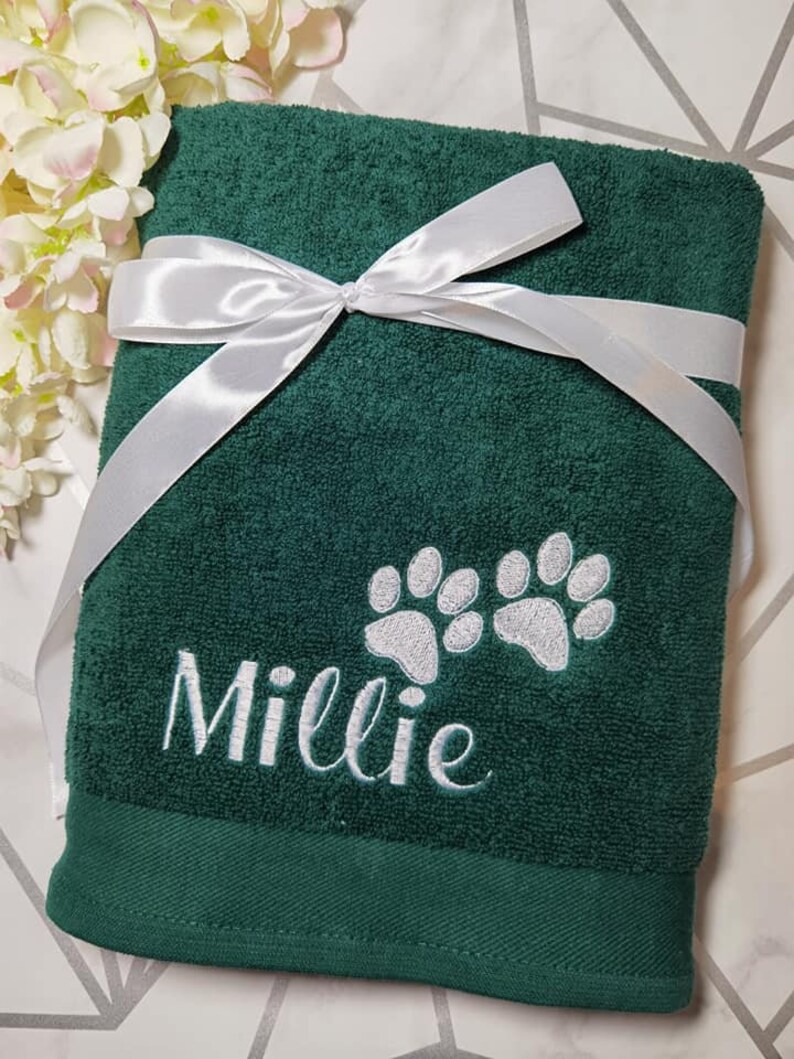 Personalised Dog Bath Towel With Paws Pet Towel Embroidered Etsy UK