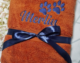 Personalised Super Soft Cotton Dog Towel, Paw design, Pet Towel, Embroidered , Dog Gift, Custom Pet Towel, Dog Grooming Towel,New Puppy Gift