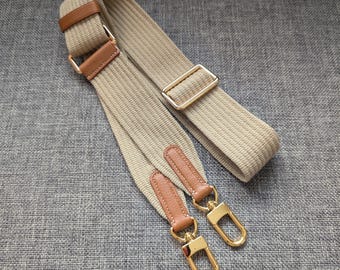 Adjustable Canvas Bag Strap with Leather Trim – Crossbody Purse Replacement (1.5" Wide)