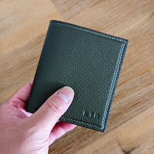 Cartera de piel de vaca plegable de primera calidad con diseño de chevre francés para mujer y hombre, unisex