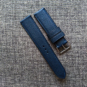 Leather Watch Strap, Custom Leather Watch Strap, Apple watch strap in Navy Blue Red Epsom French Calfskin Men Women | 18mm, 20mm, 22mm