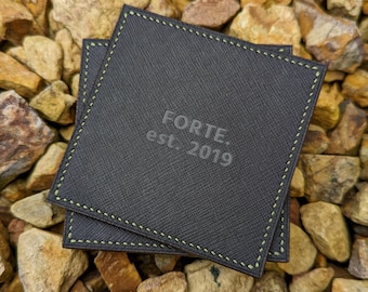 Handmade Leather Coaster: Saffiano & Goatskin, Double-Sided
