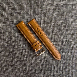 Gold Brown Leather Watch Strap, Custom Leather Watch Strap, Apple watch strap, Quick Release Springs, Premium Goat Skin | 18mm, 20mm, 22mm
