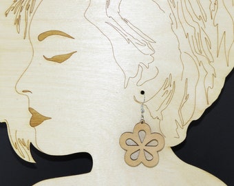 wood earrings, flower earrings, wood earrings, laser cut earrings, for her, custom earrings