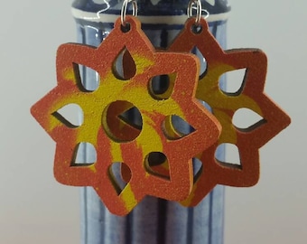 wood earrings, laser cut earrings