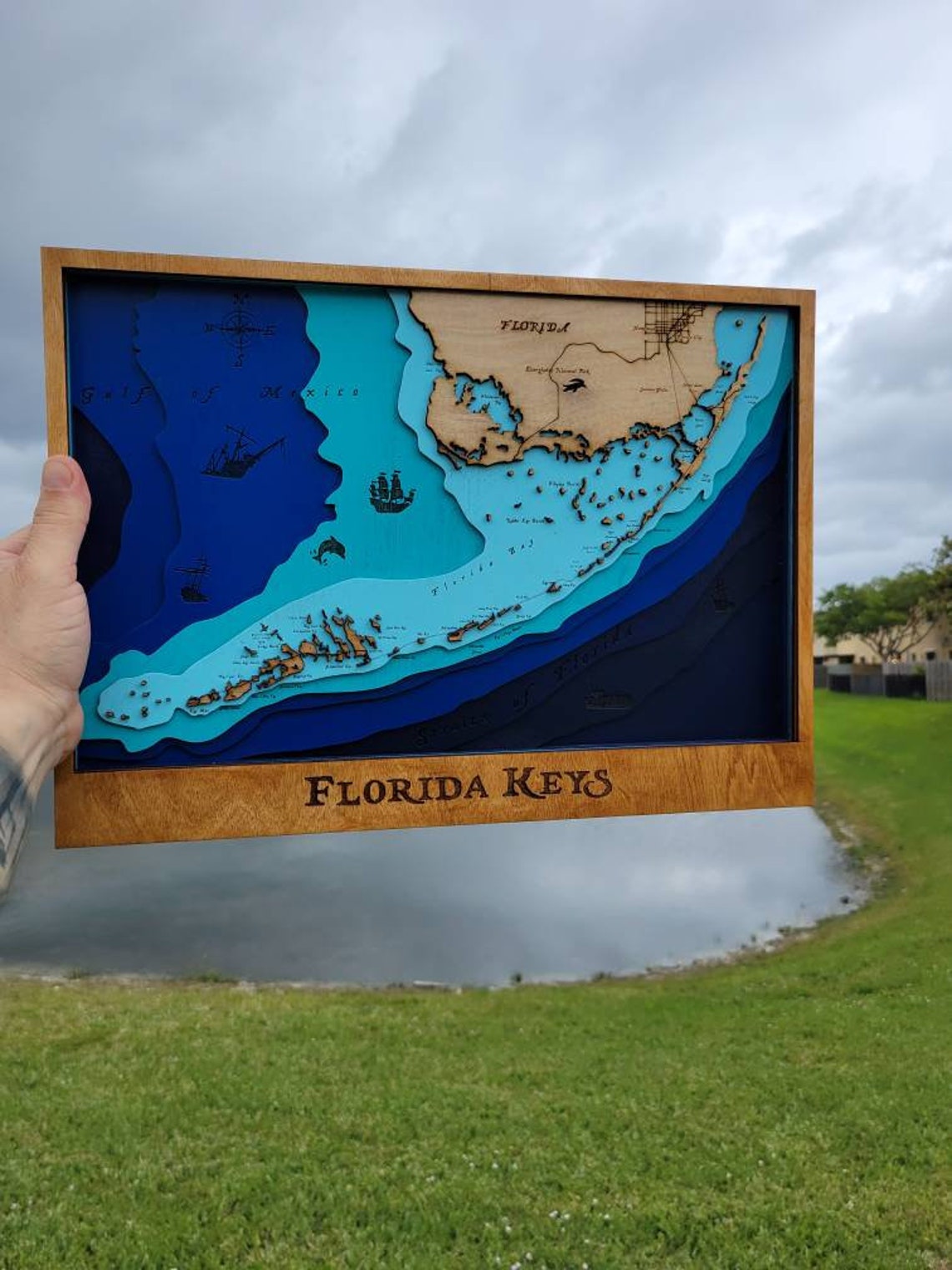 Florida Keys Map Wood Map Map Etsy Canada