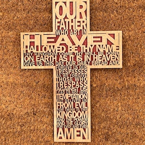 Wood cross, The Lord’s Prayer cross, Laser Cut Cross, cross