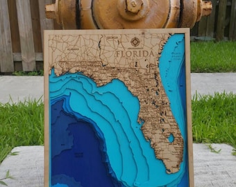Florida Map birchplywood 12 layers, wood map, laser cut map