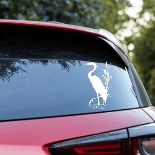 Pegatina de vinilo con silueta de garza azul para ventana de coche / 5"- 12" / Accesorio para vaso, portátil y ventana de coche