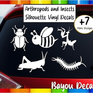 Insect, Bug Lovers & Nature Enthusiasts Car Window Decals | 3"- 12" Silhouette Vinyl Stickers | Tumbler, Laptop, Car Window Accessory
