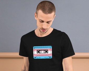 Transgender Pride Flag Cassette Tape T-shirt -  Unique Transgender Shirt