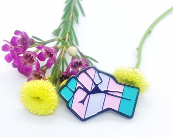 Transgender Pride Fist Enamel Pin – Pastel Trans Flag