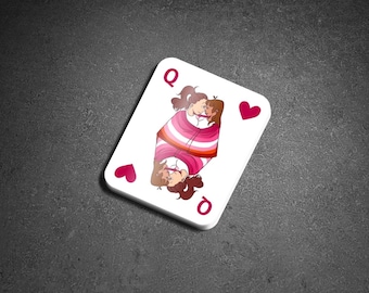 Lesbian Queen of Hearts Sticker | Pride Playing Card Decal