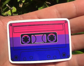 Retro Cassette Tape Bisexual Pride Sticker, Waterproof Decal
