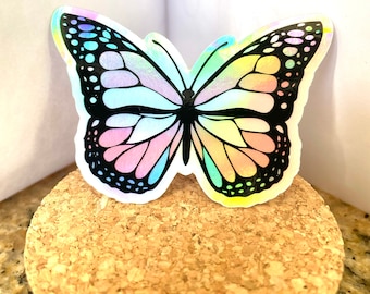 Holographic Transgender Pride Butterfly Sticker | Waterproof Decal