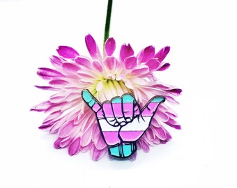 Transgender Pride Shaka Pin - Aloha LGBTQ Enamel Pin