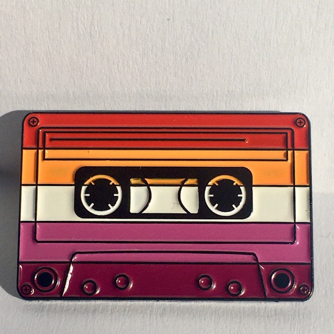 Lesbian Pride Flag Cassette Enamel Pin, LGBTQ Gen-x Gift - Etsy