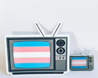 Retro TV Transgender Flag Pin, Enamel Pride Pin