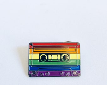 Rainbow Cassette Tape Pin - LGBTQ Pride Enamel Pin