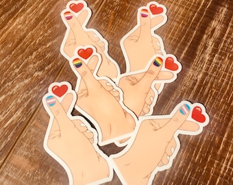 LGBTQ Korean Heart Hand Sign Vinyl Sticker | Pride Gift