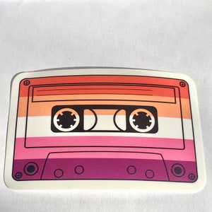 Lesbian Flag | Lesbian Pride Sticker | LGBTQ Sticker | Retro Cassette Tape Decal