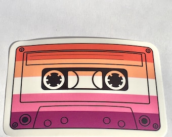 Lesbian Pride Cassette Tape Sticker | 80s Retro LGBTQ Decal