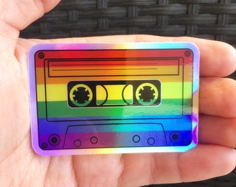 Holographic Rainbow Pride Sticker | 80's Mix Tape Decal