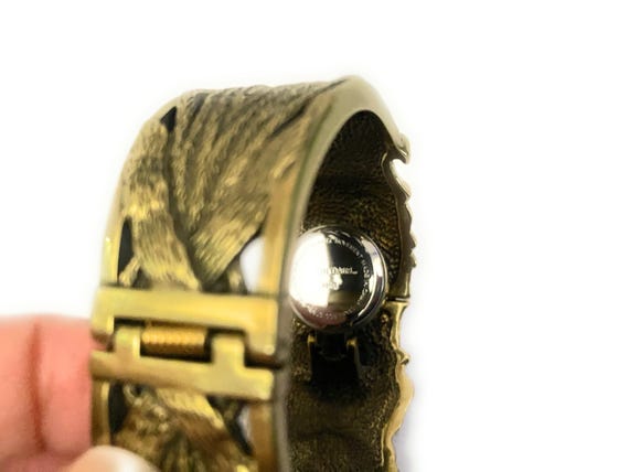 Heidi Daus Art Deco Bronze Metal Swarovski Crystal Cuff Bracelet Watch Marty Bentley | Vintage Heidi Daus Bracelet Watch in  main image 4
