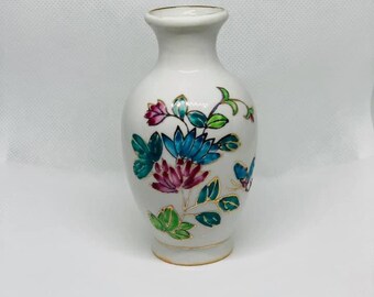 Vintage Porcelain Miniature Bud Vase with Gold Trim - Made in China