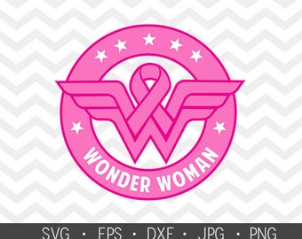 Download Breast Cancer Set WONDER WOMAN cancer ribbon awareness pink | Etsy