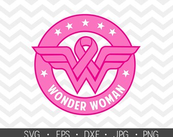 Download Breast Cancer Set WONDER WOMAN cancer ribbon awareness pink | Etsy