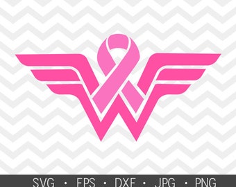 Download Breast Cancer Set WONDER WOMAN cancer ribbon awareness pink | Etsy