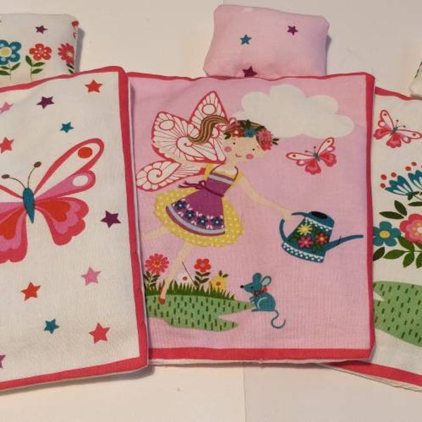 Dollhouse miniature child's bedding fariy butterfly and flowers quilt and pillow 12th scale