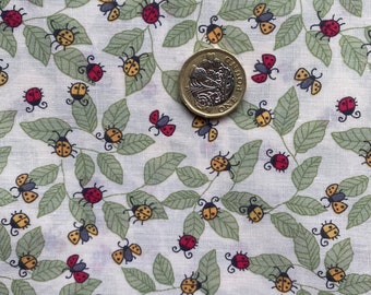 Dolls house miniature cotton fabric mini green ladybug