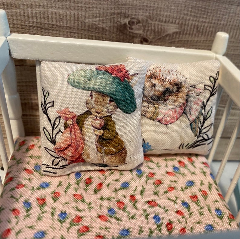 Dolls house miniature Peter rabbit cushions 12th scale image 2