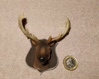 Doll house miniature mounted stag's head 1/12th scale