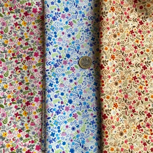 Dolls house miniature fabric 100% cotton autumn spring summer flowers cushions bedding, curtains