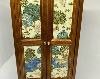 Doll's house wallnut Oriental wardrobe shelved 12th scale