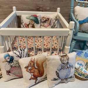 Dolls house miniature Peter rabbit cushions 12th scale image 1