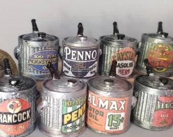 Doll's house miniature oil can handmade motor oil 12th scale