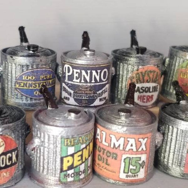 Doll's house miniature oil can handmade motor oil 12th scale