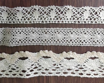 cotton lace trim cream vintage crochet style