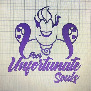 Disney Iron on Vinyl, Disney Iron on Shirts, Disney Decals, Disney Iron ons, Disney Ursula Poor Unfortunate Souls DIY Vinyl Iron on Transfer