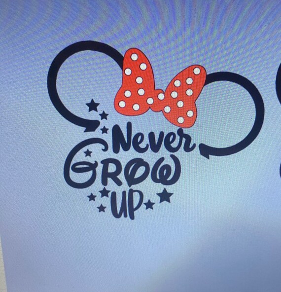 Disney Iron on Vinyl, Disney Iron on Shirts, Disney Decals, Disney Iron  Ons, Never Grow up DIY Vinyl Iron on Transfer 