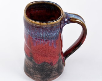 Red, Purple and Black Handmade Mug