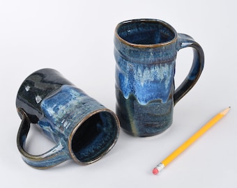 Blue handmade pottery mug